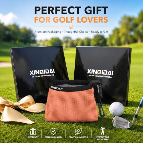 Waterproof Golf Club Cleaner Bag and Golf Ball Washer with Clip,Pink - color: PINK