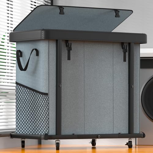 Laundry Basket with Wheels, 230L(60Gal) Laundry Sorter 3 Section - Gray - color: Gray, size: 3 Section-230L