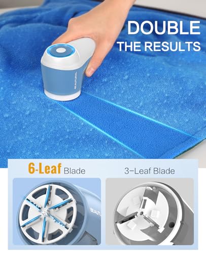 BEAUTURAL Fabric Shaver and Lint Remover, Rechargeable Sweater Defuzzer - color: Blue