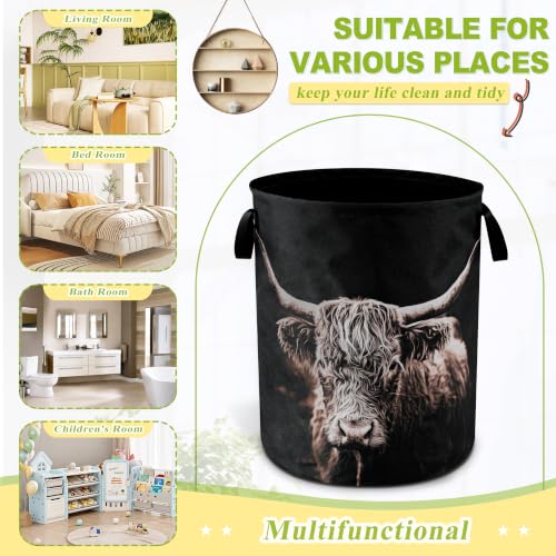 Highland Cow Laundry Basket Foldable Waterproof Hamper 18.9 x 16.5 Inch - color: Highland Cow Animal