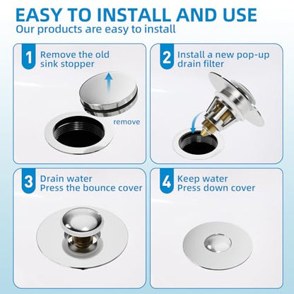 Bathroom Sink Drain Stopper - Pop Up Drain Stopper for Bathroom Sink - Bathroom Sink Hair Catcher Strainer,Chrome - color: Chrome, size: Drain Stopper