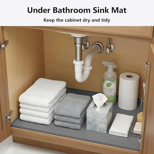 Mateeylife Under Sink Mat Kitchen Waterproof, Silicone Sink Tray 22"X19" - color: Dark Grey, size: 19"W x 22"L