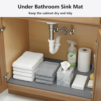 Mateeylife Under Sink Mat Kitchen Waterproof, Silicone Sink Tray 28"X19" - color: Dark Grey, size: 19''W x 28''L