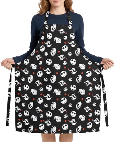 Women Apron, Cute Kitchen Aprons for Women, Girls - color: Black Nightmare