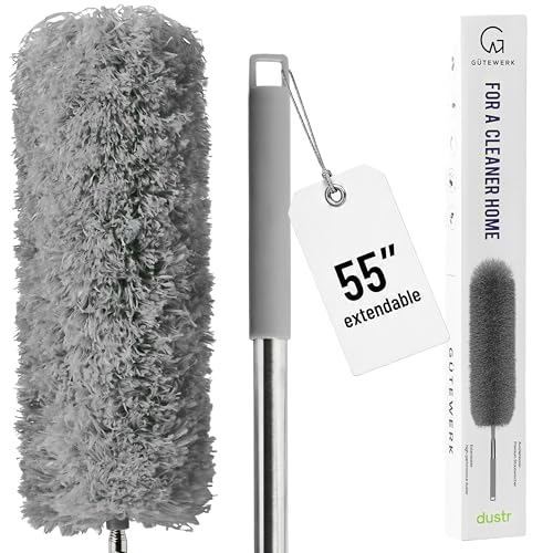Gütewerk Extendable Microfiber Duster, 360° Bendable Head, 55 Inch Grey - color: Gray, size: up to 55 inch