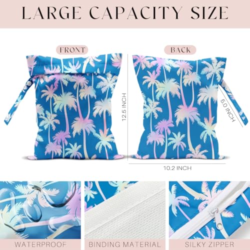 Wet Bag for Swimsuit, Beach Travel Essentials Wet Dry Bag, for Sunscreen Toiletry Dirty Clothes Yoga Gym Diaper, Friends Summer Beach Vacation Gifts. Colorful palm trees - color: Colorful Palm Trees