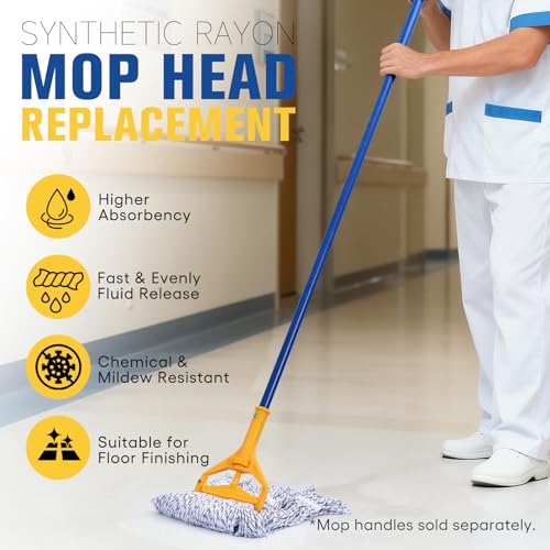 Matthew Cleaning Rayon Finish Mop Head Replacement, Commercial Mops for Floor Cleaning and Finishing, 4-Ply Premium Synthetic Yarn for Optimal Absorbency and Release, 24 oz X-Large, 3 Pack - size: 3 Pack-X-Large