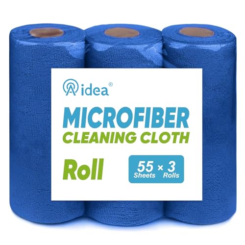 AIDEA Microfiber Cleaning Cloth 165 Sheets 3 Roll, Cleaning Rags 11×9" - color: Dark Blue, size: 55 Count (Pack of 3)