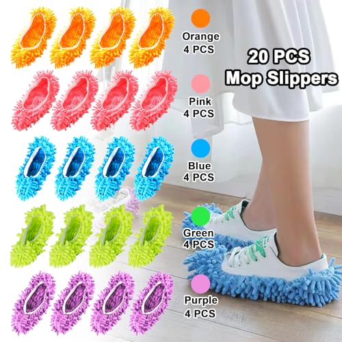 20 Pcs Mop Slippers,10 Pairs Mop Socks,Microfiber Mop Shoes