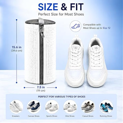 GEWON Shoe Washing Machine Bag for Sneakers, 360° Deep Cleaning, 2 Shoe Bags, 4 Dust Bags - color: white