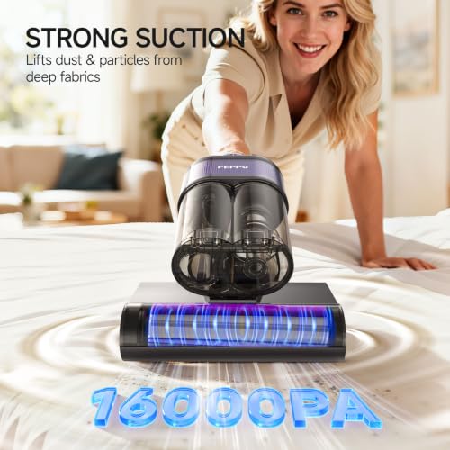 FEPPO Mattress Vacuum Cleaner PRO, 4-in-1 16Kpa Bed Vacuum with UV-C Light - color: Grey/Purple
