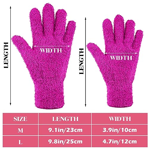 Patelai 3 Pairs Microfiber Dusting Gloves for Plants Leaf, Large - color: Purple, Blue, Rose Red, size: Large