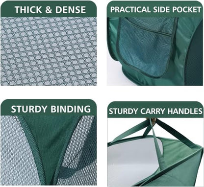 Collapsible Laundry Hamper Basket,Pop Up Mesh Foldable Bag for Laundry Room - color: Double Grey