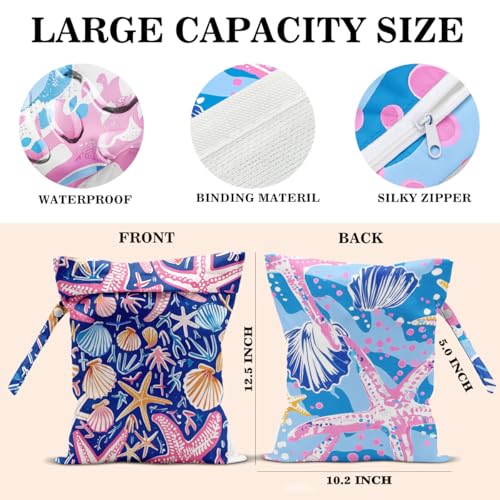 Wet Dry Bags Wet Bags Dirty Laundry Travel Bag Dreamy Starfish Waterproof Zipper Bag for Swimsuit Travel Beach - color: Dreamy