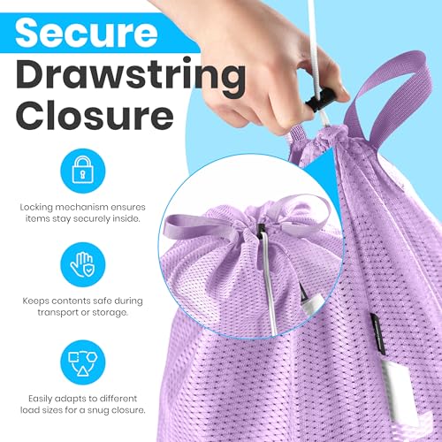 Handy Laundry XL Heavy Duty Mesh Laundry Bag 24x36 in, Drawstring Purple - color: Purple, size: 1-Pack