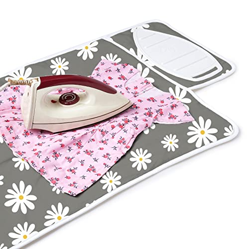 Encasa XO Ironing Mat, Heat Resistant Pad 28"x20" Daisy Grey - color: Daisy Grey, size: Small