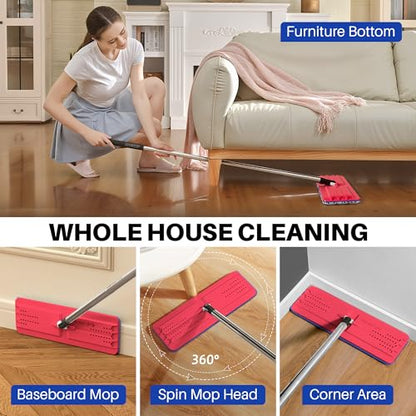 JOYMOOP 13-Inch Microfiber Flat Mop Head Replacement Pad, Black & Red, 1 Pack - color: Black & Red