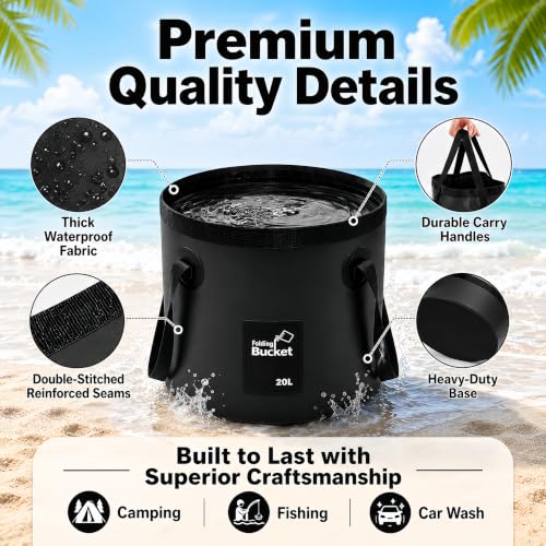 5 Gallon 3 Pack Collapsible Bucket,Black - color: Black, size: 5 Gallon