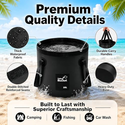 5 Gallon 3 Pack Collapsible Bucket,Black - color: Black, size: 5 Gallon