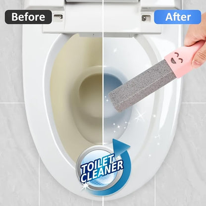 3Pcs Pumice Toilet Cleaning Brushes, Reusable Non-Electric Hard Water Stain Removers with Portable Plastic Handles for Bathroom & Pool
