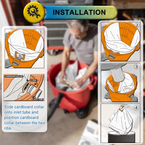 3 Pack VF3502 Replacement Bags for Rigid 12-16 Gallon Wet/Dry Vacuums - size: 3PK, style: Heavy Duty
