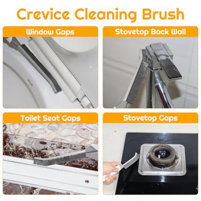 SUOXU Cleaning Brush Grout Scrub Brush,Home Kitchen Bathroom Window Gap Cleaning Tools,4 pcs Hard Bristle Scrubbing Brush,Kitchen Bathroom Tile Toilet Home Essentials Cleaner Household Use - color: White+grey×4