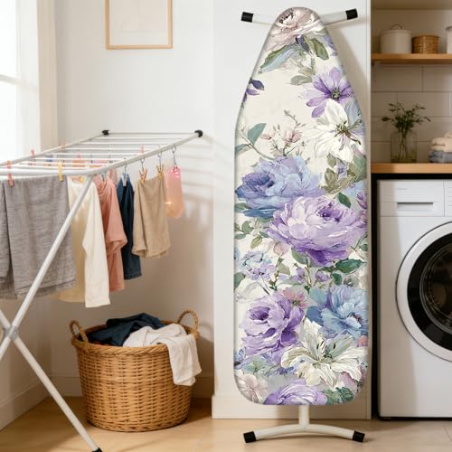 Nuxovilar Blue Purple Floral Ironing Board Cover 15x54 Cotton - color: Ylu05879-b