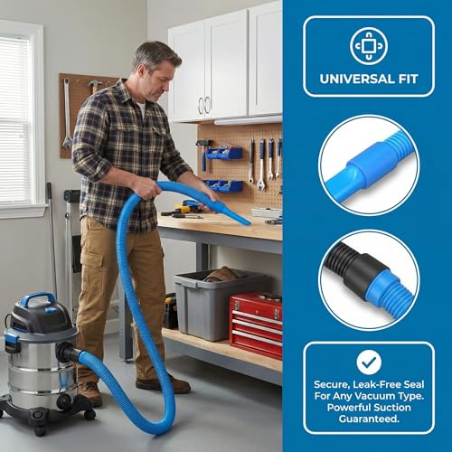 Upgraded Dryer Vent Cleaner Kit, Universal Dryer Vacuum Hose Attachment for All Vacuums, 31.5 Inch Flexible Hose for Deep Cleaning, Removes Lint & Clogs(Vacuum hose and brush)