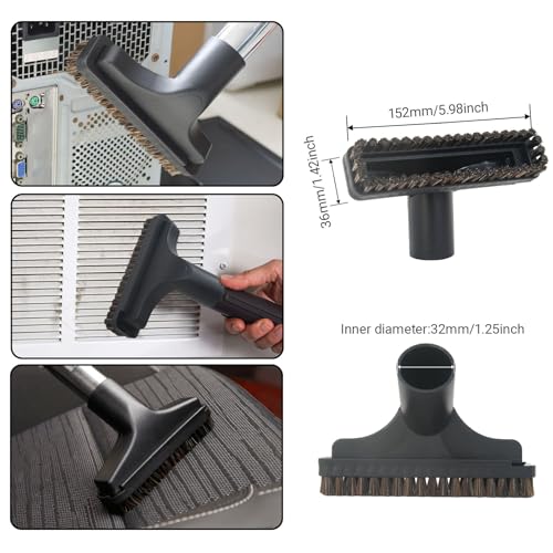 EZ SPARES 1 1/4 inch Universal Vacuum Attachments Accessories 32mm&35mm Vacuum Cleaner Accessories Horsehair Brush Crevices Tool Kit