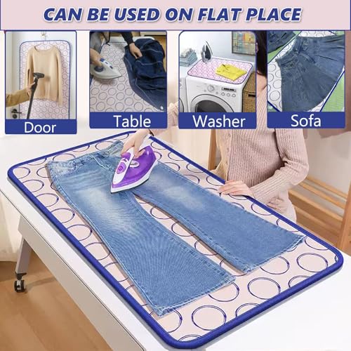 Portable Ironing Mat for Table Top Iron Pad for Countertop Thick Ironing Blanket Over the Door Steamer Pad Washer Dryer Heat Resistant Mat Travel Ironing Board (Large 47.2"x23.6") - size: Large 47.2"x23.6"