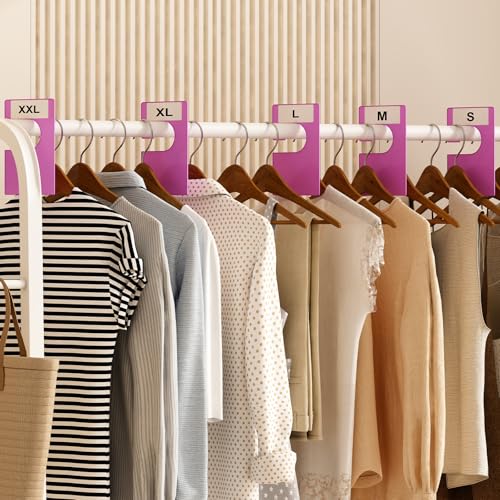 32 Pack White Clothing Rack Size Dividers Plus 75 Labels (1 Inch) and 30 Large Blank Labels, Large Rectangular Clothing Closet Dividers (Purple) - color: Purple, size: 32 PACK