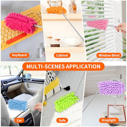Mini Duster for Cleaning, 360° Bendable Hand Dusters with Extension Pole, Washable Small Duster for Car Interior, Office, Furniture - color: 2 Pack Grey