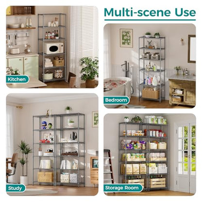 SINGAYE 6 Metal Shelves Wire Shelving Storage Shelf Adjustable Unit Pantry - color: Grey, size: 6 Tier 14"Dx24"Wx72"H