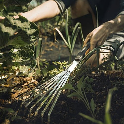 Fiskars Xact Hand Rake, Heavy Duty Gardening Hand Tool with Ergonomic Handle and Hanging Hole for Storage, Stainless Steel Head and Tines, Perfect for Maintaining a Raised Garden Bed (Pack of 4) - size: Rake (Pack of 4)