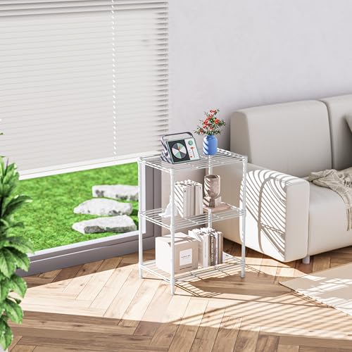 IZEUK 3 Tier Shelf, Heavy Duty Steel Wire Shelving Unit for Home, Kitchen, Laundry Room Organization, Office Storage Rack (17.7" W x 11.8" D x 26.3" H, 450LBS, White) - color: White, size: 3 Tier, 11.8" D x 17.7" W x 26.3" H