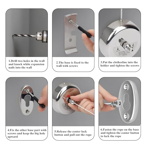 Wall Mounted Retractable Clothesline(Sliver) - size: Sliver