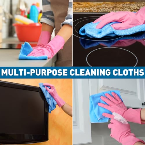 TEAWOO Blue Microfiber Towels Bulk-50 Pack, Cleaning Cloths - color: Blue, size: 50 Pack