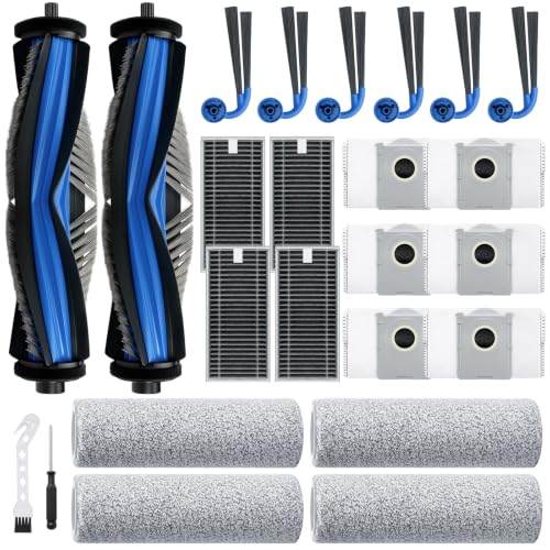 X9 Pro Omni Replacement Parts for Ecovacs Deebot X9 Pro Omni X9 Pro Robotic Vacuum Cleaner Parts with 2 Roller Brush,4 Mop,4 HEAP,6 Dust Bags,6 Side Brushes,1 Screwdrivers,1 Clean Brush - color: Cleaner Accessory Kit