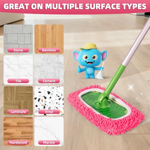8 Pack Reusable Mop Pads for Swiffer, Microfiber Dry Sweeping Cloths, Pink - color: Pink