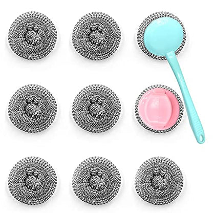 HONGYUTAI 10 Pack Stainless Steel Sponges, Scrubbing Scouring Pad, Steel Wool Scrubber for Kitchens, Bathroom and More