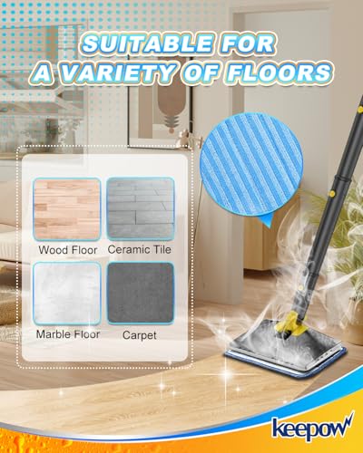 KEEPOW 8 Pack Steam Mop Pads Compatible with ScrubWiz Steam Mop Cleaner