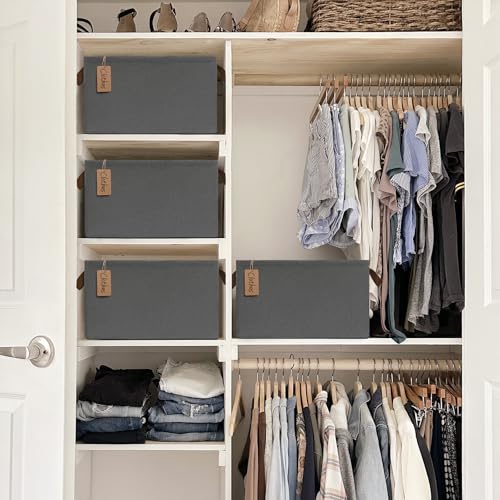 CHICVITA 30L Large Fabric Closet Baskets for Shelves, 4Pack, Grey - color: Grey 4-Pack, size: 16 ¾" L x 11" W x 9 ¾" H