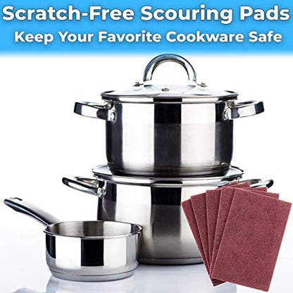Heavy Duty XL Red Scouring Pads. 6x9 in 5 Pack of Scrubber Tools for Cleaning Stainless Steel Pots, Pans, Grills and Griddles. Extra Large Pad for Outdoor Use on Railings and Tiles. - size: 5 Count (Pack of 1)