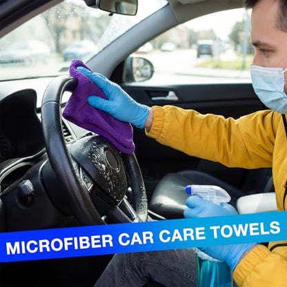 Nuenen Car Microfiber Clean Cloths, Purple,Blue, 16 x 16 Inch, 60 Pcs - color: Purple,blue, size: 16 x 16 inches