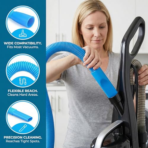 Upgraded Dryer Vent Cleaner Kit, Universal Dryer Vacuum Hose Attachment for All Vacuums, 31.5 Inch Flexible Hose for Deep Cleaning, Removes Lint & Clogs(Vacuum hose and brush)