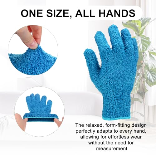 M METERXITY Dusting Gloves, Reusable Washable Mittens for House/Plants/Cars/Blinds Dusting, Leaf Cleaning Glove Mittens - color: Blue, size: 7 x 9.5 cm