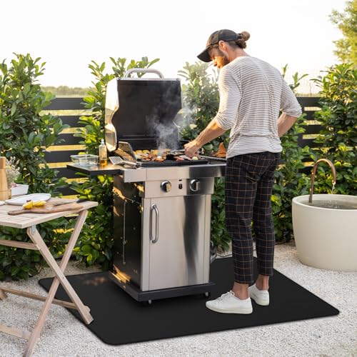 30 x 48inch Grill Mat for Outdoor Grill,Double-Sided Fireproof Grill Pad,Perfect for Outdoor Barbecue Spots,Fireproof, Waterproof, and Oilproof BBQ Protector for Decks and Patios - size: 30*48inch