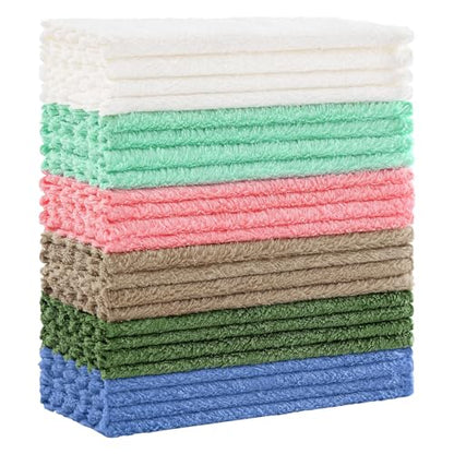 Kitinjoy 24 Pack Kitchen Cloths Dish Towels ，7" x 9" - color: Tan/Sky Blue/Pink/Grass Green/Green/White, size: 7 X 9 inch- 24 Pack