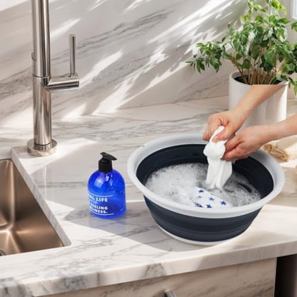 SAMMART 7.5L (1.98 Gallon) Collapsible Tub - Foldable Dish Tub - Portable Washing Basin - Space Saving Plastic Washtub (Grey/Slate Grey (Set of 2)) - color: Grey/Slate Grey (Set of 2)