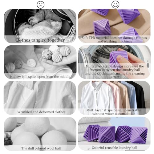 4 Pcs Reusable Laundry Anti Static Balls，Cube Agitator Balls (Purple) - color: Purple
